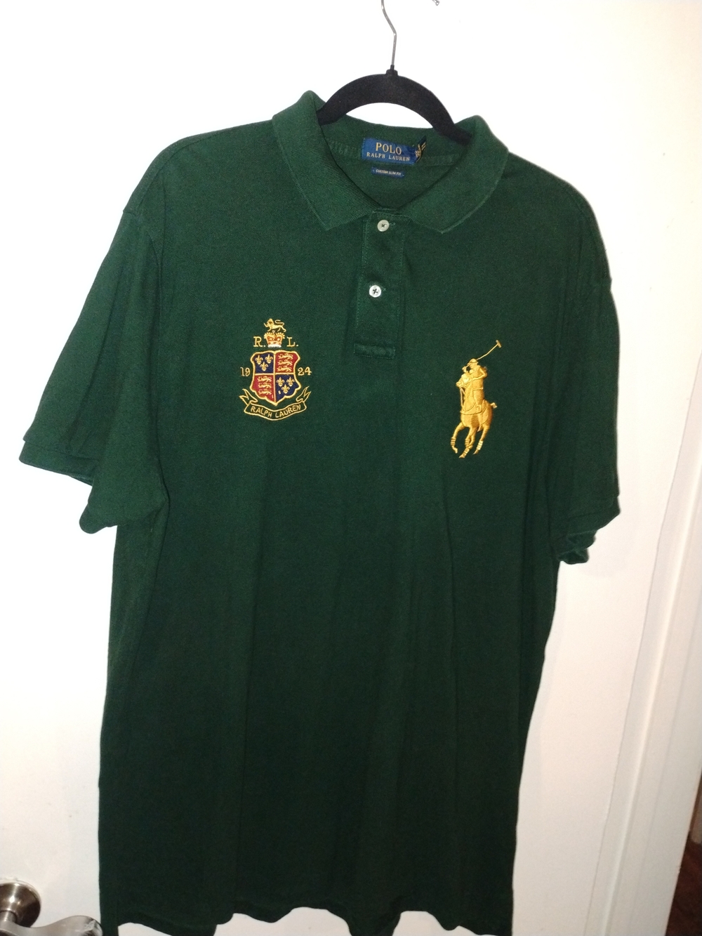 Polo by Ralph Lauren Green Short Sleeve Polo with Gold Embroidered Crest
